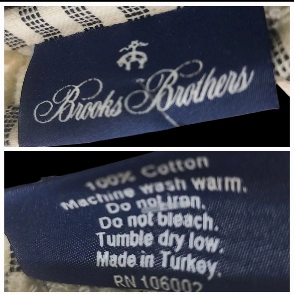 6pc BROOKS BROTHERS Black & Cream Mosaic Tile THICK PLUSH TURKISH Towel Set New - Picture 6 of 7